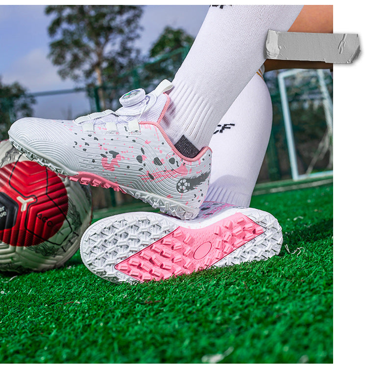 Rotating Button New Children's Soccer Shoes Girls' Spike Training Shoes Girls' Elementary School Sneakers Sports Shoes