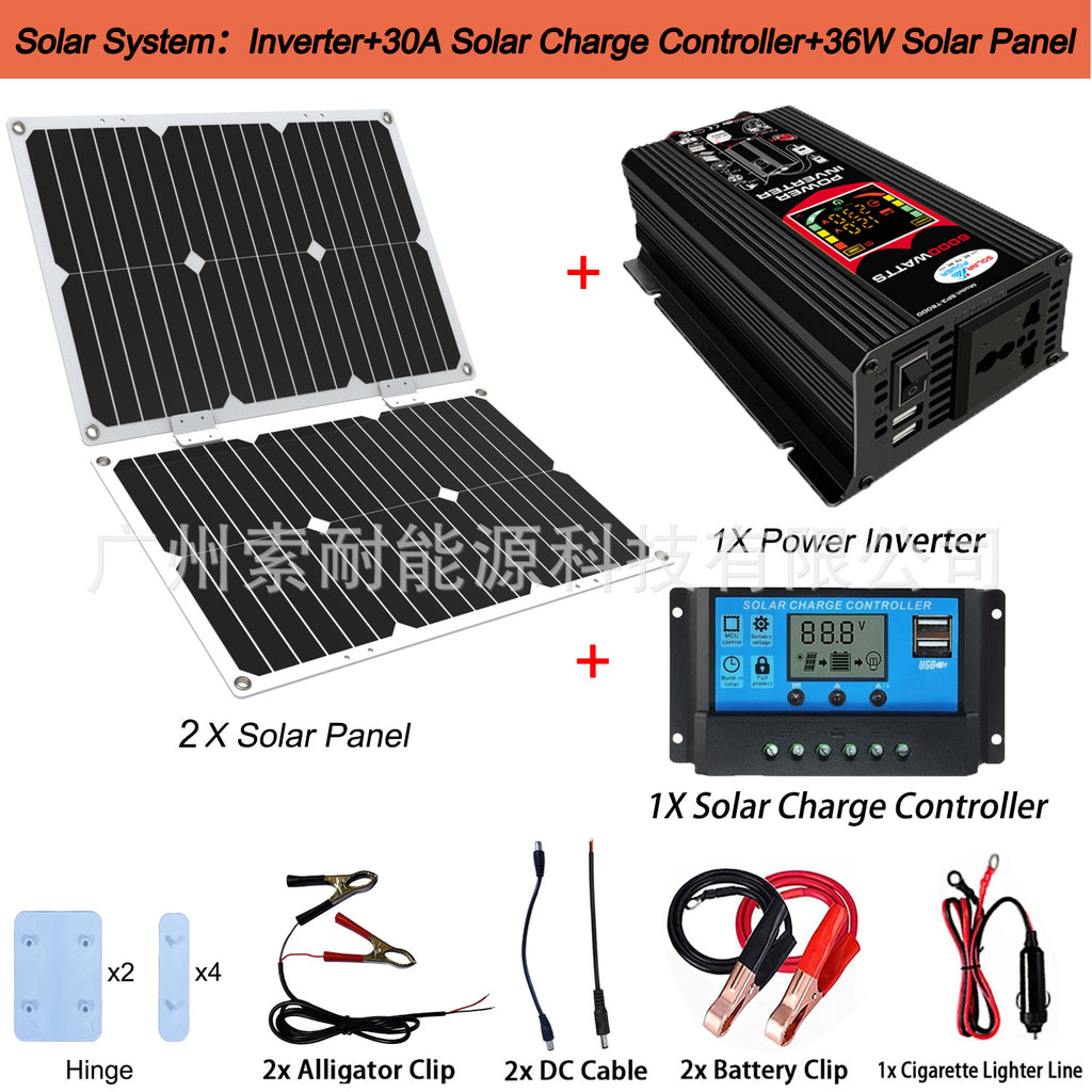 12V Solar Energy Kit System: Inverter 30A Controller 18W Solar Panel Solar System