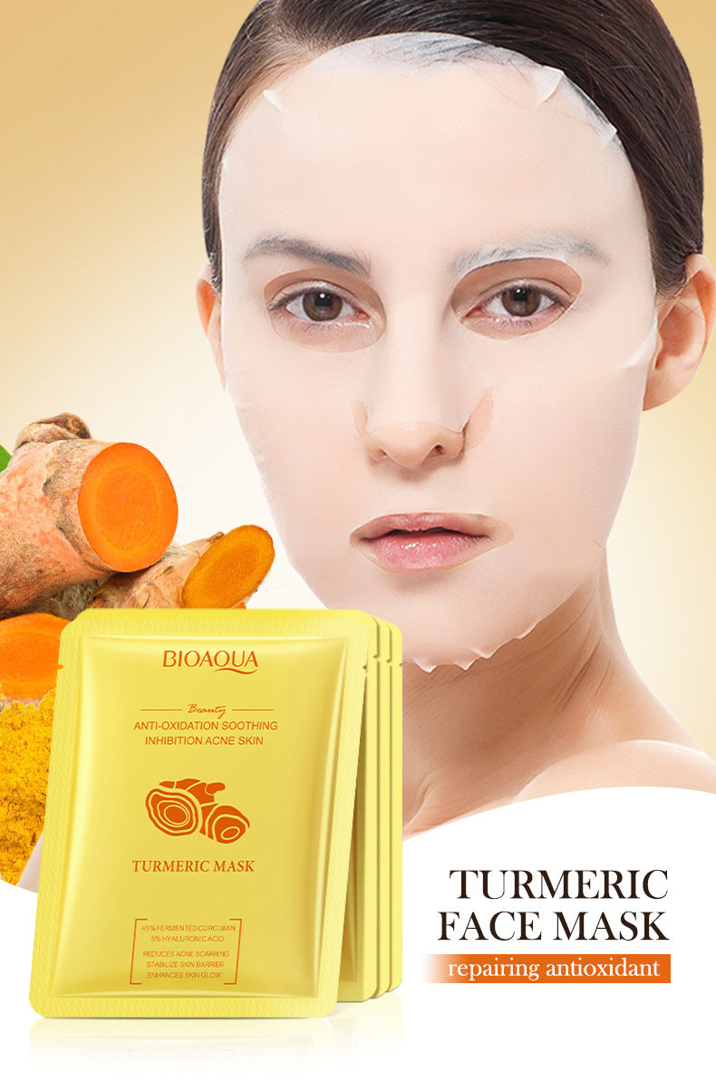 Turmeric Mask BIOAOUA Anti-oxidation Moisturizing Hydrating Nourishing Face Mask Sheets Wholesale for Cross-border Trade