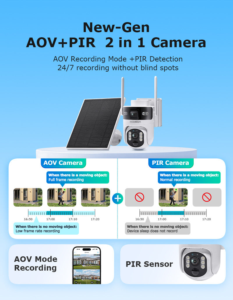 Private Model AOV Solar-powered Binocular Camera4G Outdoor Solar Camera6MP High Definition Wireless Surveillance