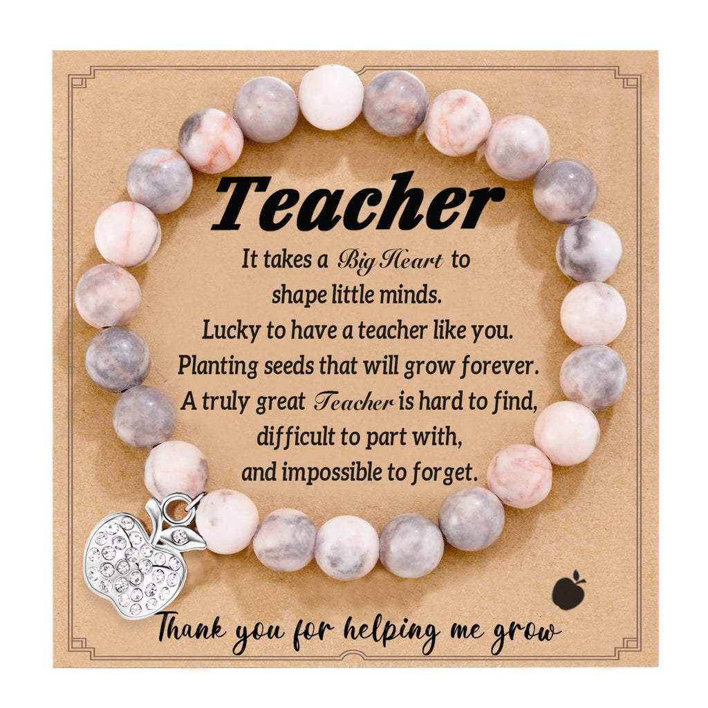 Teacher's Day Apple Pendant Bracelet Graduation Season Gift Lapis Lazuli Heart Pink Zebra Purple Agate Graduation Season Bracelet