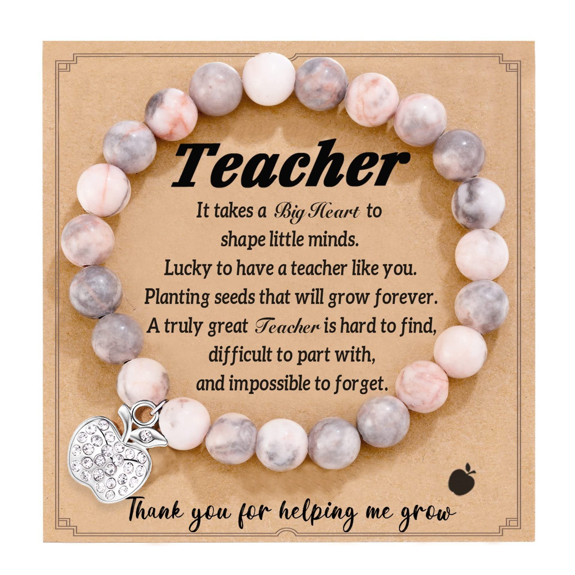 Teacher's Day Apple Pendant Bracelet Graduation Season Gift Lapis Lazuli Heart Pink Zebra Purple Agate Graduation Season Bracelet