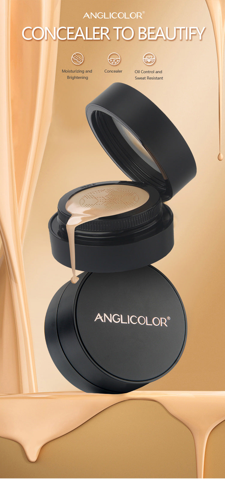 Anglicolor Foundation Cushion Mushroom Head Dropshipping CC Isolation Cream Anti-Sweat Concealer BB Frost