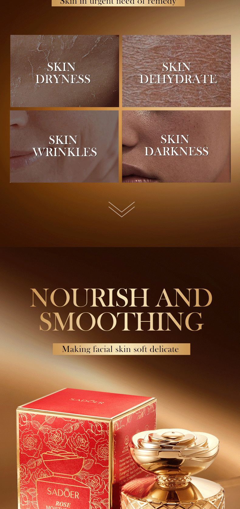 Rose Moisturizing and Skin Rejuvenating Cream SADOER Plant Moisturizing and Hydrating Face Cream Cross-Border Wholesale