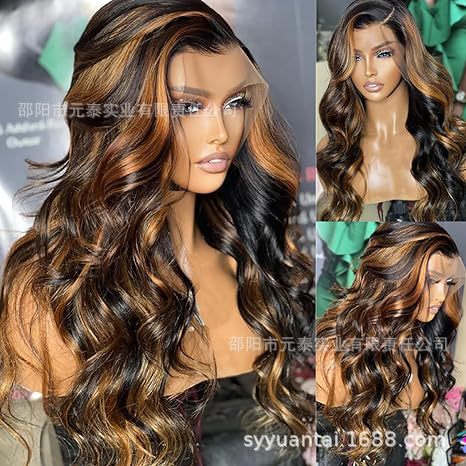 Highlight Ombre Lace Front Wig 13x4 Wavy Lace Glueless Wig