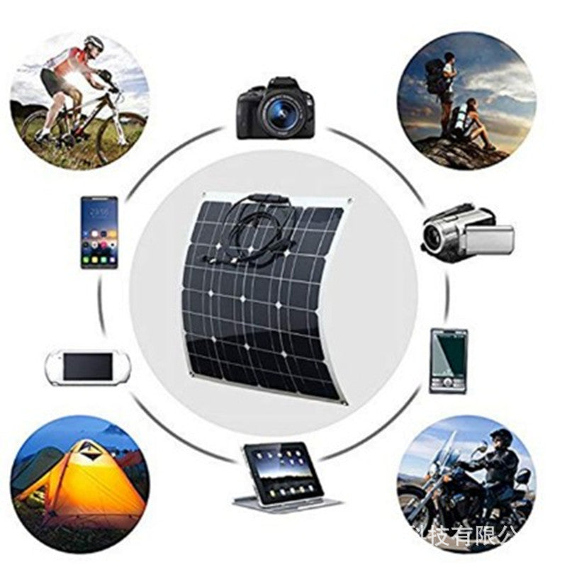 Single Crystal30W5V12V18V Double USB Output Solar Panel Outdoor Semi-Flexible Photovoltaic Solar Panel Assembly