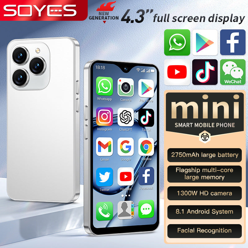 XS18promax All Netcom4G Mini Mobile Phone4.3Inch Water Drop Screen Ultra Small Foreign Language
