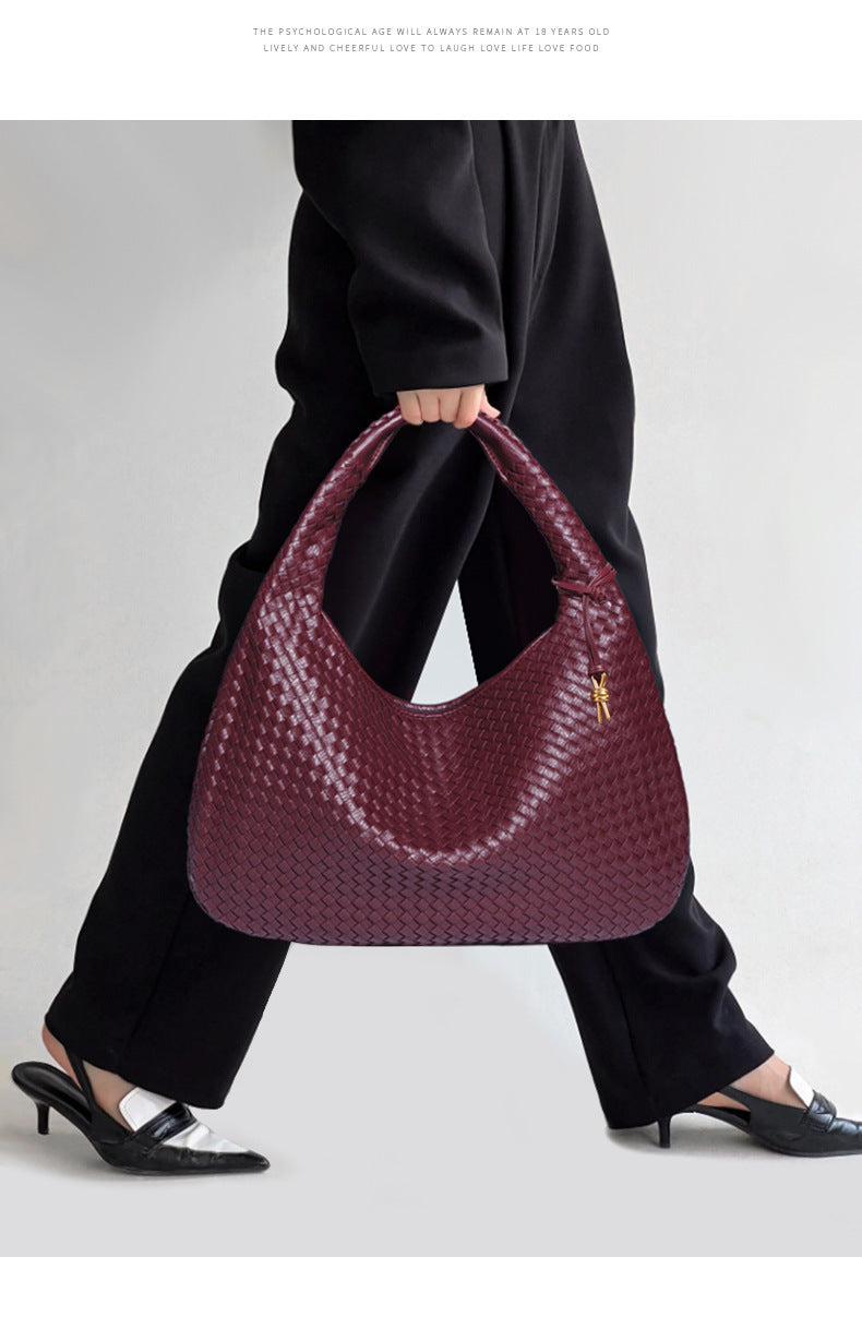 AliExpress Handmade Woven Women's Bag Large Capacity Handbag Korean Style Commuting Casual Manufacturer Wholesale