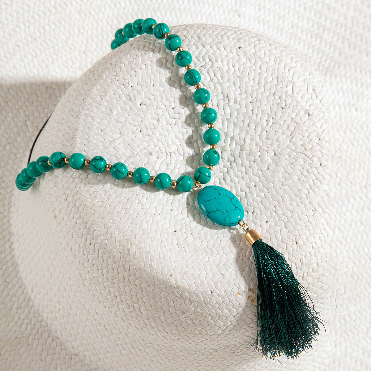 Simple Colorful Beaded Tassel y Chain Necklace Elegant Versatile Diamond-Studded Sweater Chain Jewelry