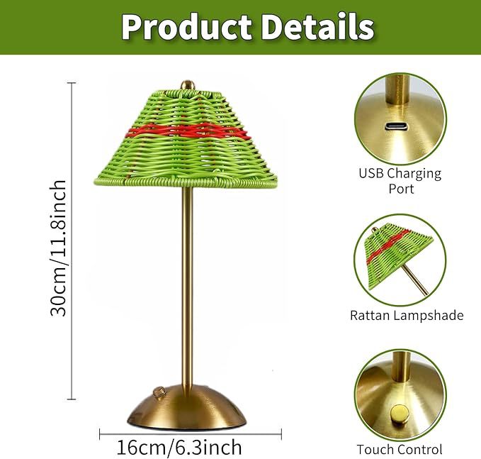 Bohemian Rattan Creative Table Lamp LED Rechargeable Table Lamp Decoration Home Decoration Night Light Ambient Light