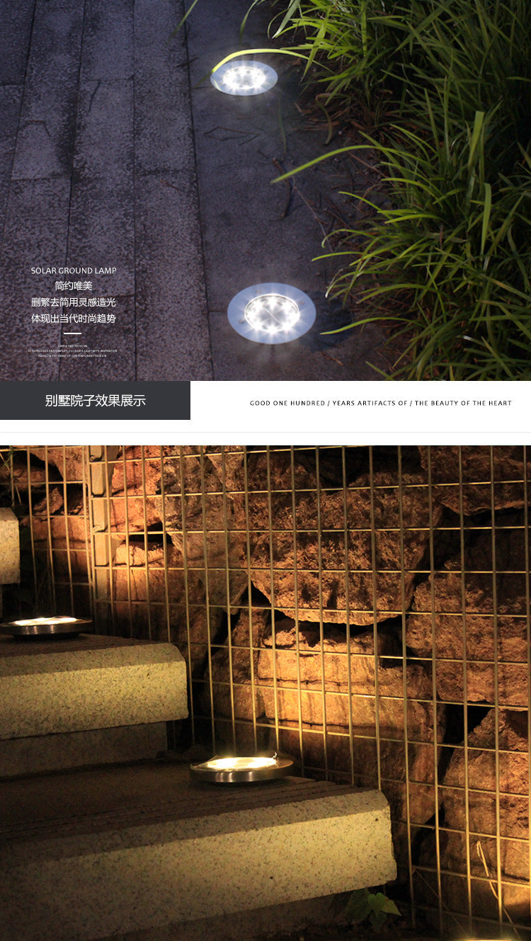 Outdoor Waterproof Solar8LED Underground Light Stainless Steel Lawn Light Garden Light Garden Villa Landscape Light