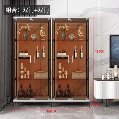 Simple Wine Cabinet Wall-Mounted Living Room Modern Simple Glass Storage Cabinet Home Storage Cabinet Light Luxury High-End Display Cabinet
