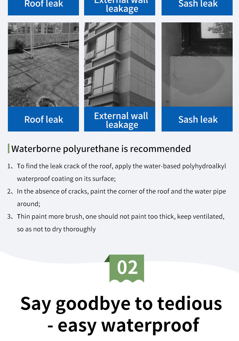 Multi-color Waterproof Leak Repair Glue Roof Waterproof Glue Coating House Leak Material Wholesale Water-based Polyurethane