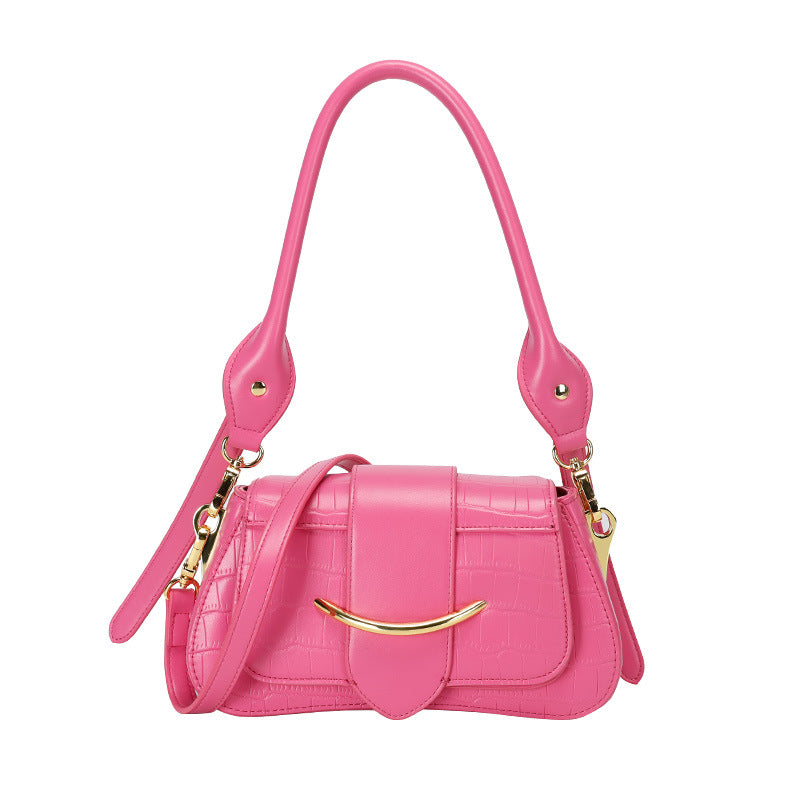 2024Spring Summer New Simple Niche Design Women's Bag Versatile Shoulder Underarm Bag Crocodile Pattern Small Square Bag Crossbody Bag