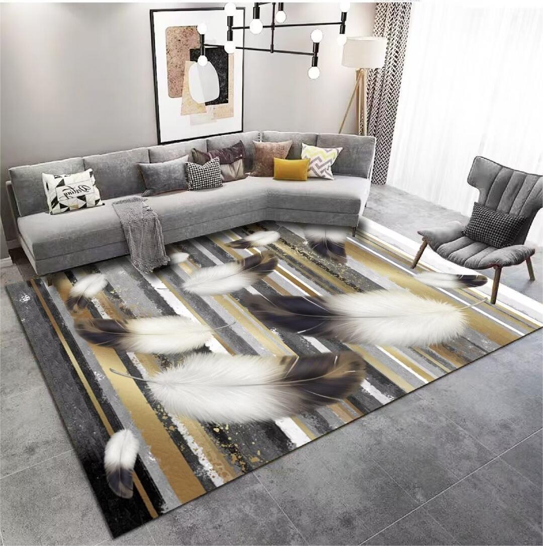 Carpet for Living Room, Stain-Resistant, Easy to Clean, Light Luxury Sofa Coffee Table Rug, Household Crystal Velvet Bedside Non-Slip Bedside Rug Wholesale