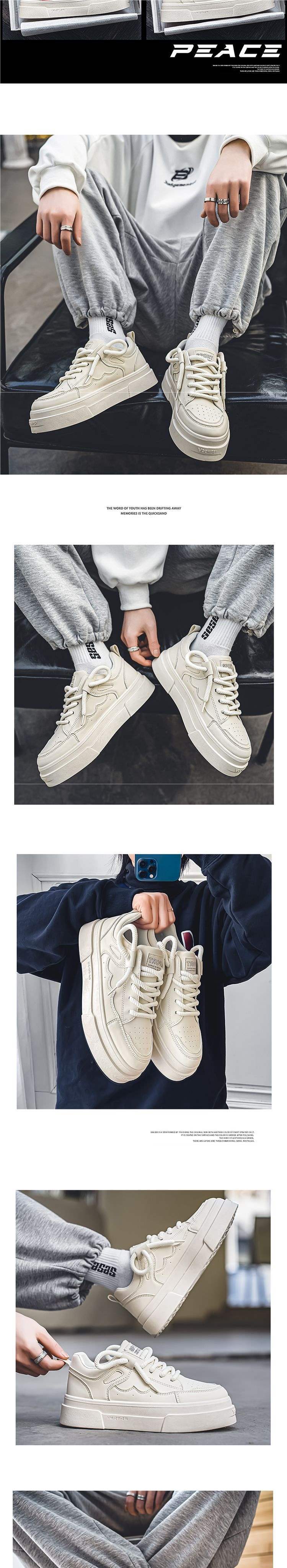 Spring and Summer Men's Shoes2025New Thick-Soled White Sneakers for Men Trendy Versatile Casual Sports Board Shoes