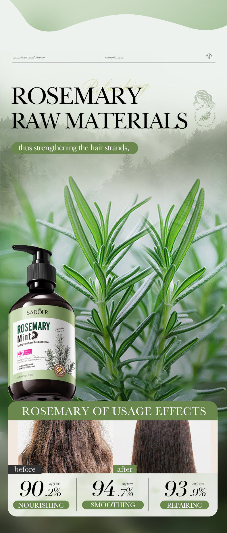 Peppermint Rosemary Essential Oil SADOER Strong and Smooth Conditioner Cross-Border Wholesale