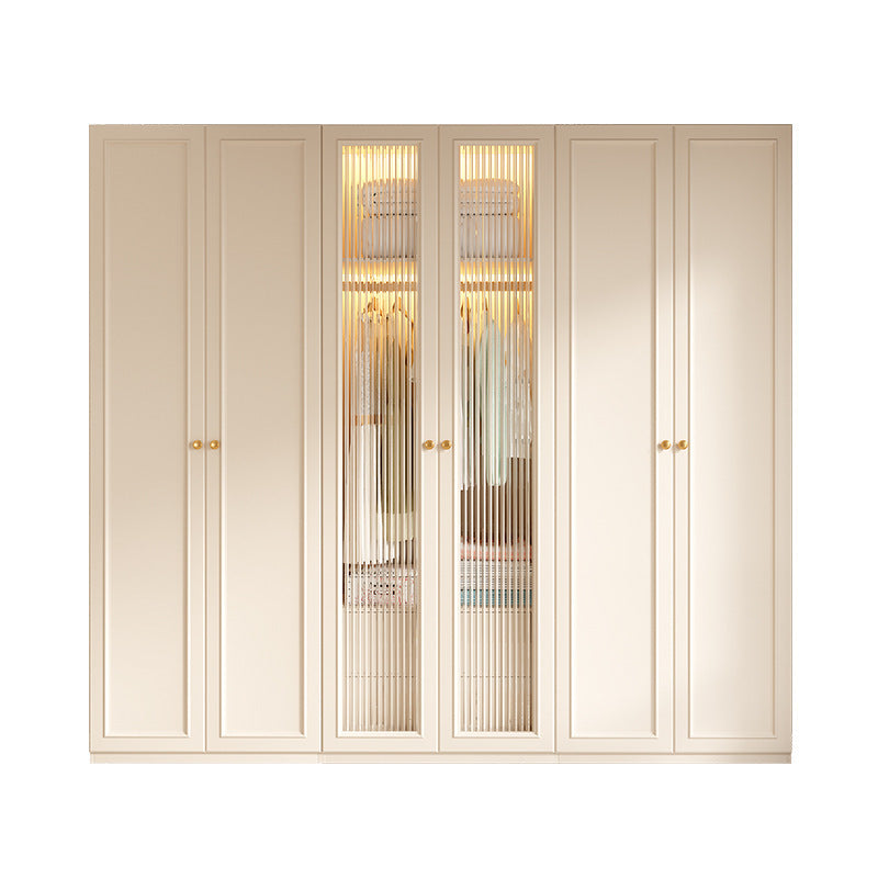 French Cream Style Wardrobe Small Apartment Home Cabinet Modern Simple Bedroom Full-Height Storage Cabinet Light Luxury Large Wardrobe