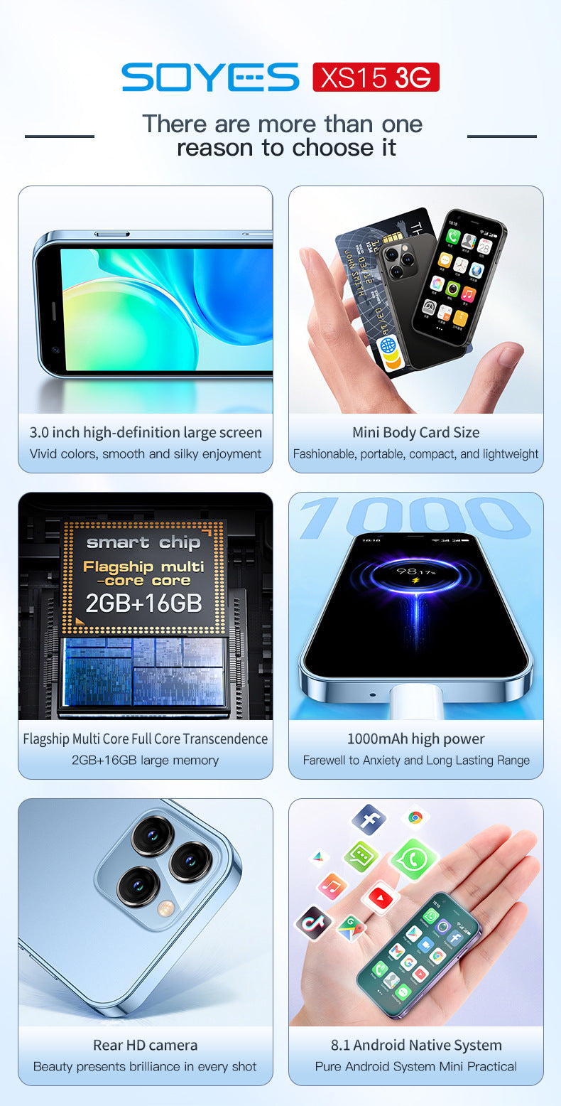 Hot Sale XS15 Mini Mobile Phone2+16G Ultra-small Pocket Android Smartphone Google Phone(Popular)