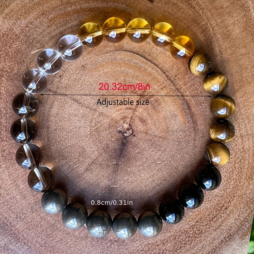 Men's Bracelet8mm Versatile High-End Bracelet Jewelry Woven Elastic Cord Single Loop Obsidian Bracelet