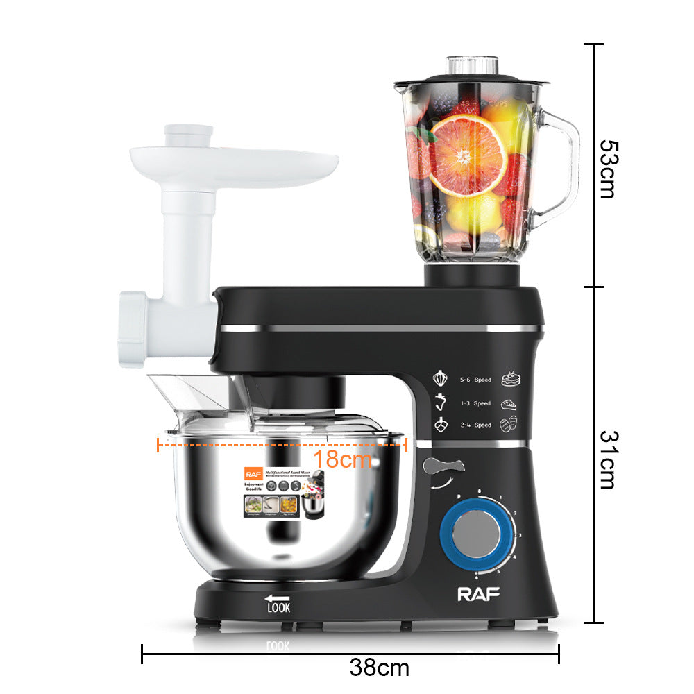 RAF European Standard Household Multifunctional High-Power Dough Mixer Egg Beater Stand Mixer Chef Machine Stainless Steel Bowl