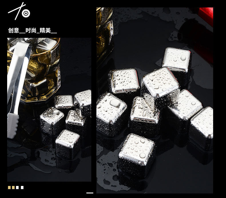 304Stainless Steel Ice Cubes Home Bar Quick-Freezing Ice Wine Stone Set Whiskey Beer Chilled Metal Ice Cubes