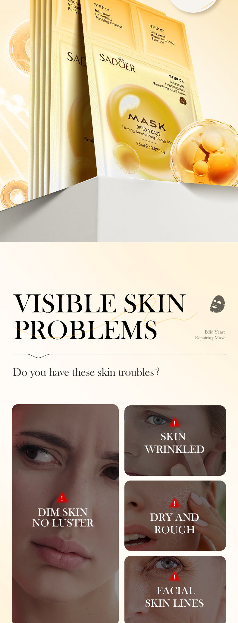 Trilogy Mask SADOER Hyaluronic Acid Firming Acne Removal Hydrating Beauty Mask Cross-Border Wholesale