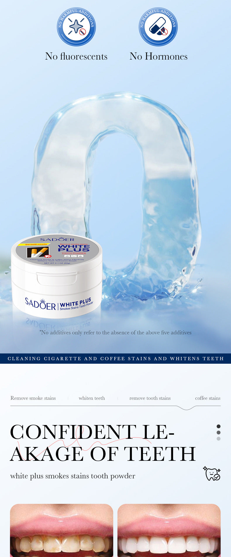 All English Tooth Powder60g SADOER Remove Tobacco Stains, Whiten Teeth, Clean Tartar, Strengthen Teeth Toothpaste  Wholesale