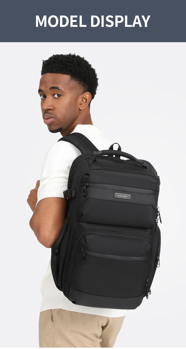 OZUKO Business Backpack Men's Commuting Computer Backpack Waterproof Large Capacity Business Travel Portable Men's Bag