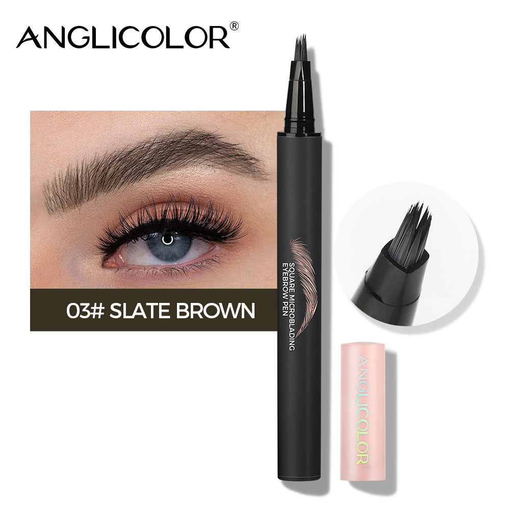Four-Prong Eyebrow Pencil Wild Eyebrow Waterproof Smudge-Proof Four-Claw Split Liquid Eyebrow Pencil