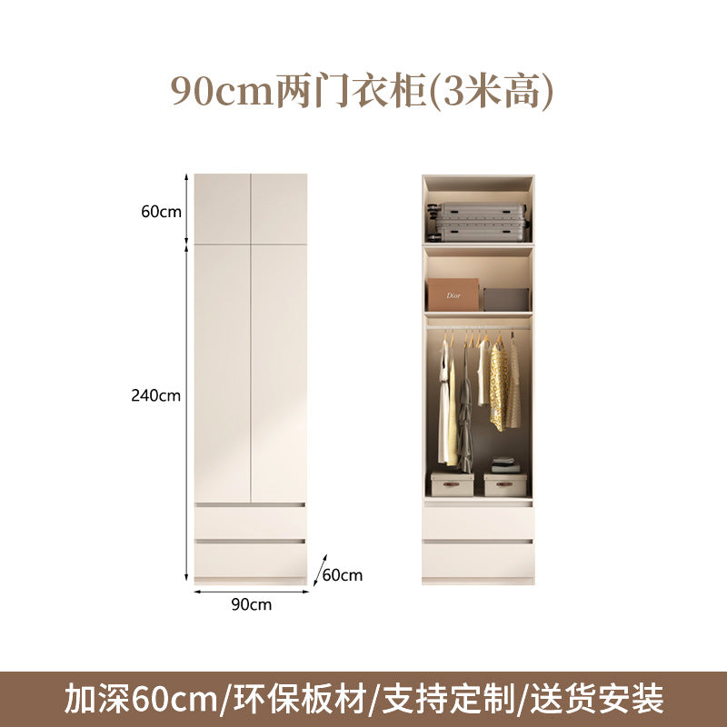 2025New Cream Style Wardrobe for Home Bedroom, Segmented Simple Modern Storage Cabinet, Large Coat Closet