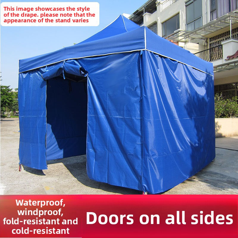 Night Market Stall Tent with Enclosure Transparent Four-Sided Windproof Rainproof Foldable Enclosure Four-Leg Umbrella Canopy Sunshade