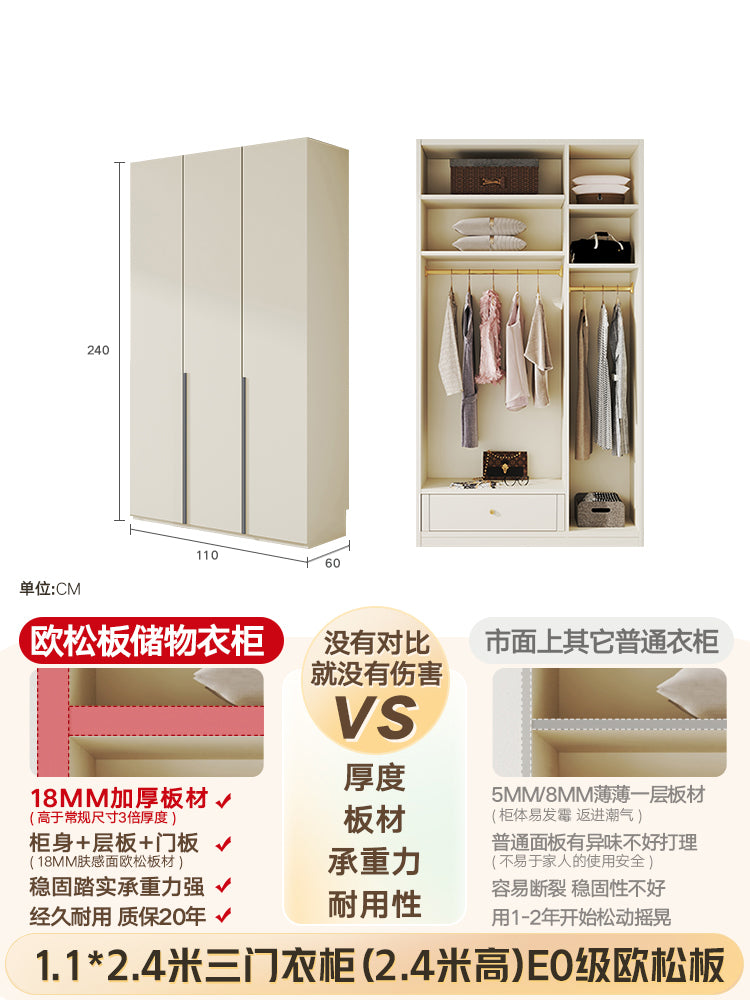 Custom Solid Wood Door-to-Ceiling Wardrobe2024Bestselling Home Bedroom E0Grade European Pine Board Storage Cabinet Furniture