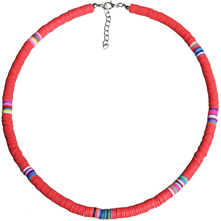 Hawaiian Women's Collarbone Chain6mm Colorful Soft Clay Lobster Clasp Chain Necklace Beach Soft Clay Necklace