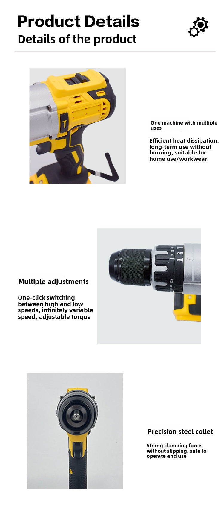 DW791Impact drill13mm Multifunctional Lithium Electric Drill Rechargeable Lithium Battery Electric Screwdriver Full Set