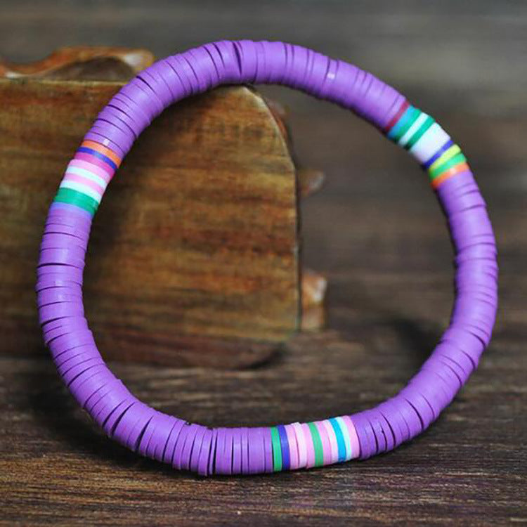 European and American Bohemian Soft Clay Bracelet Beach Party6mm Colorful Bracelet Ladies Elastic Rope Soft Clay Bracelet