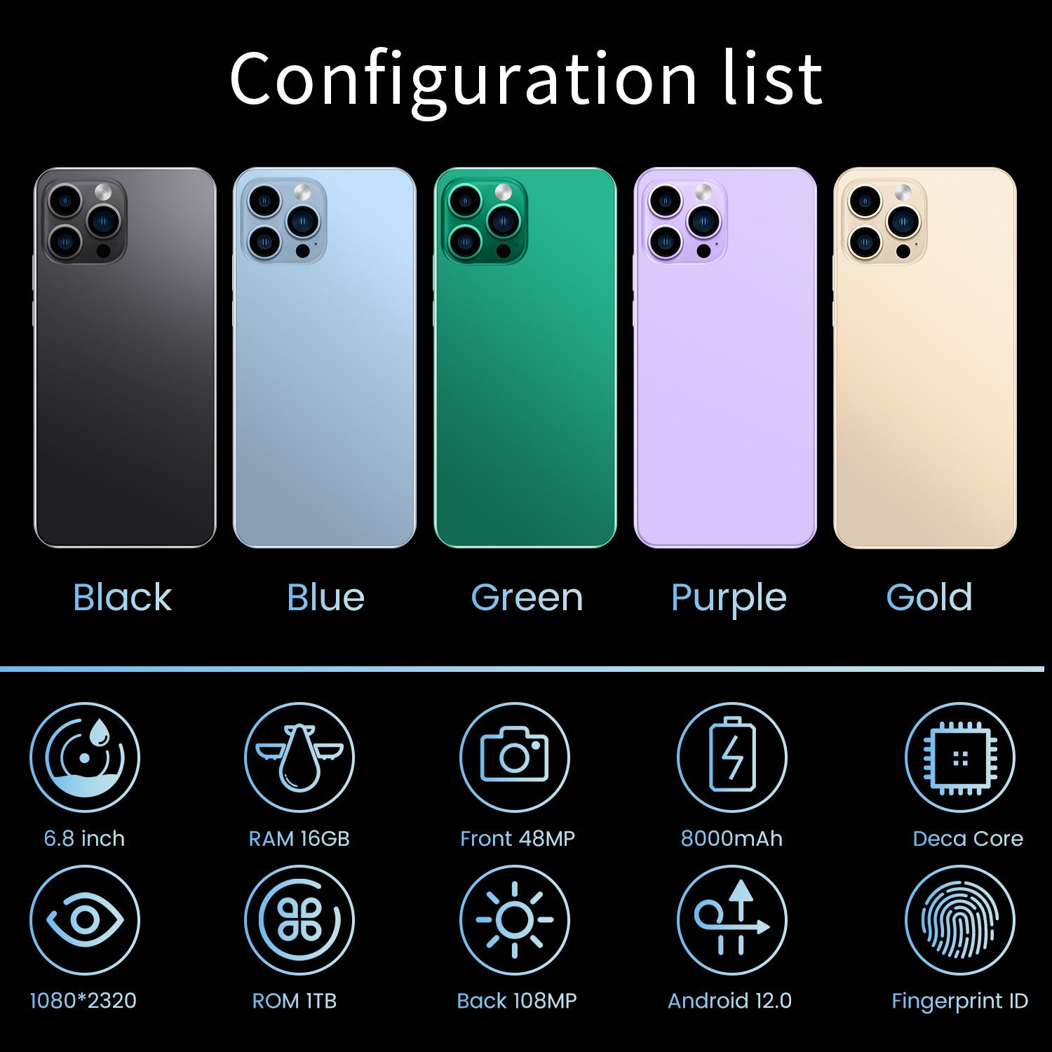 Low Price Hot-Selling Model I16 ProMax Intelligence5G Mobile Phone16+1T Android6.8Inch AliExpress