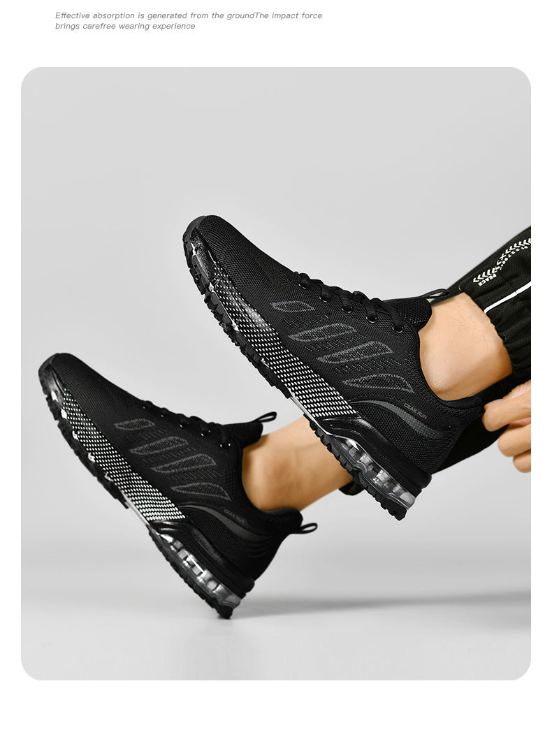 Casual sports men's shoes for teenagers, breathable fly-knit mesh shoes2025Summer Large Size Versatile Cushioned Shock Absorption Running Shoes