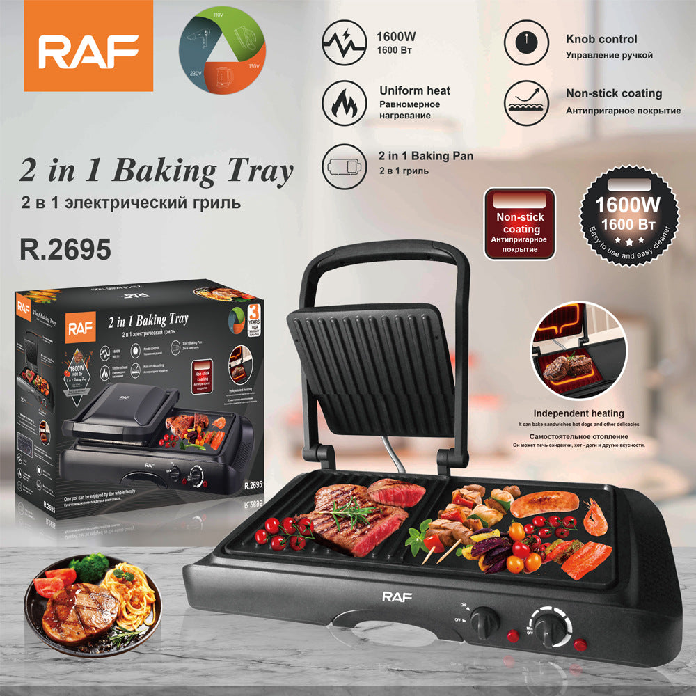 RAF European Standard Grilling Steak Device Double-Sided Constant Temperature Iron Plate BBQ Meat Machine Professional Steak Machine for Home Use R.2695
