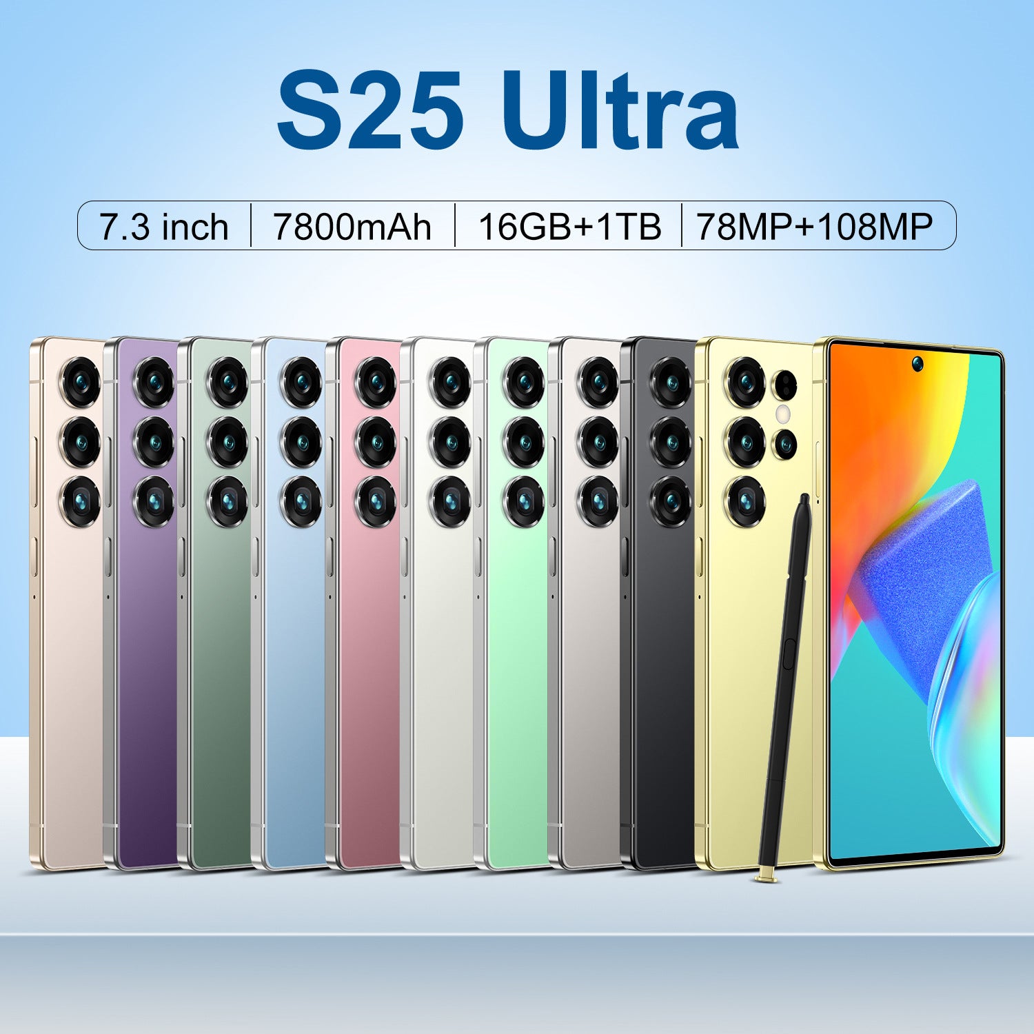 Smartphone S25 Ultra Android7.3Inch Hd Large Screen16+1T Mobile Phone Source Factory