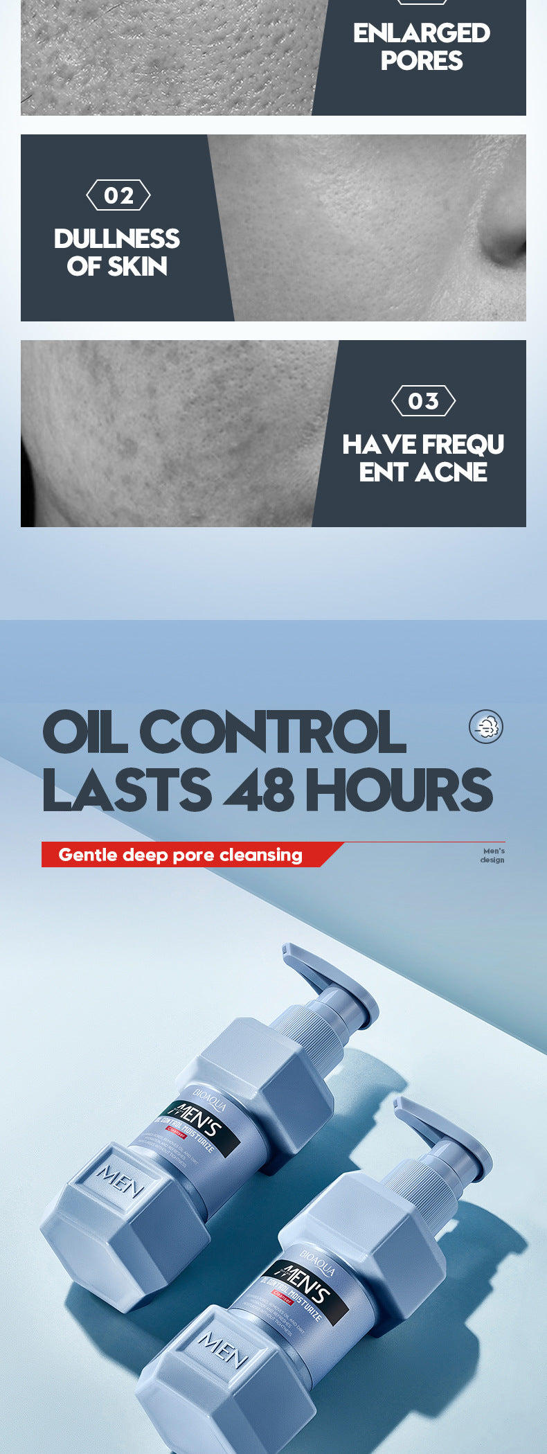 BIOAOUA Men's Oil Control Moisturizing Cleanser Cleansing facial cleanser  foreign trade wholesale