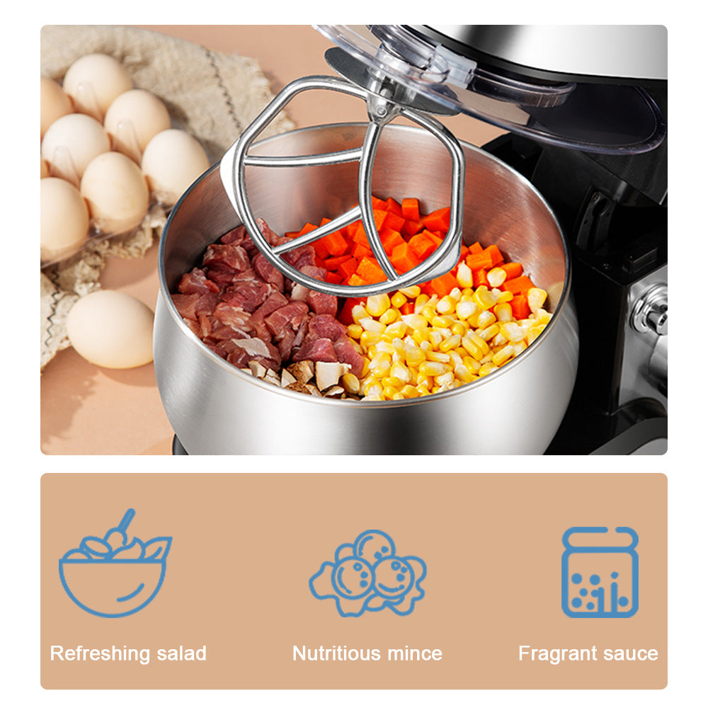 European Style New Household Fully Automatic Chef Machine Mixer Small Desktop Stainless Steel Dough Mixer Egg Beater5.8L
