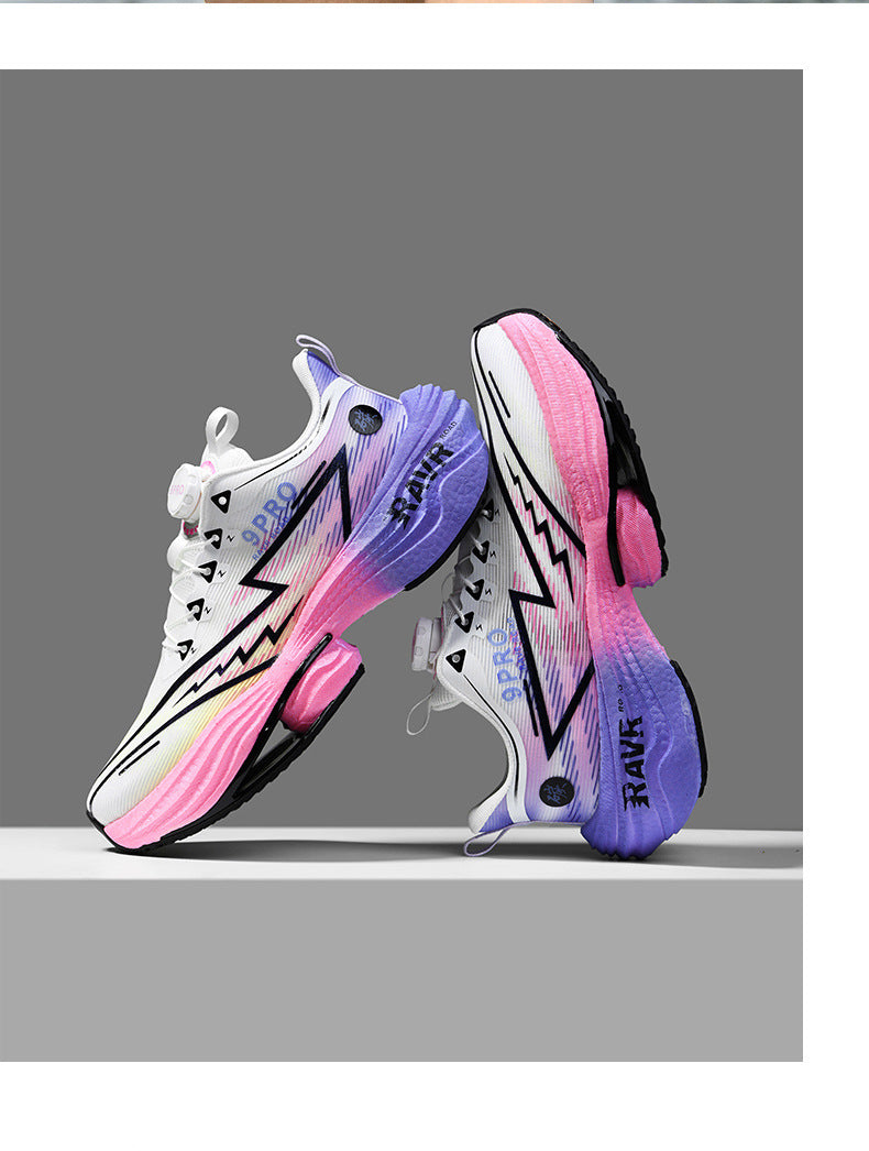 2025Autumn Winter Casual Fashion Double Mesh Knob Buckle Sneakers Super High Elastic Soft Sole Carbon Plate Anti-Slip Running Shoes