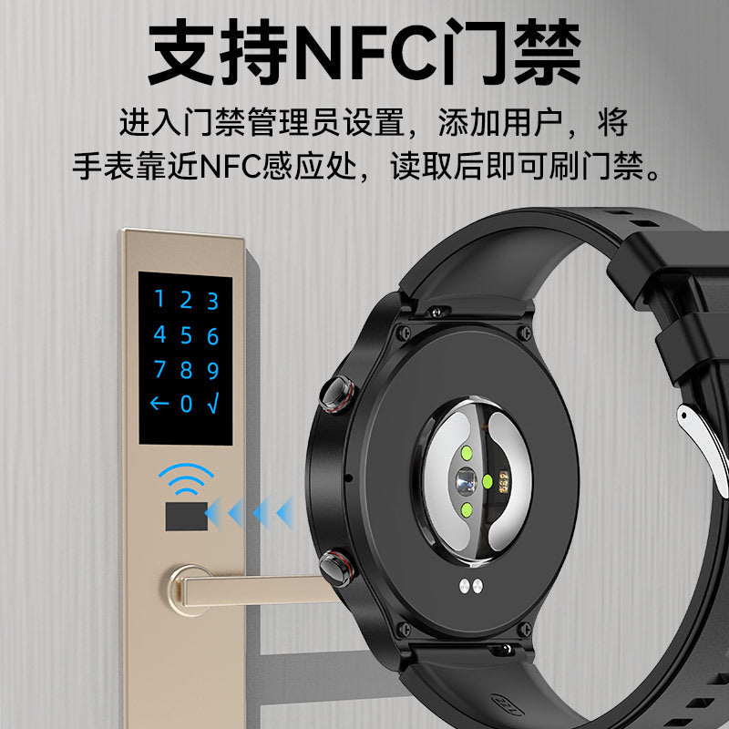 g08One-click Micro Health Check Smart Watch nfc Access Control Leather Electric Test Blood Sugar Uric Acid Detection Smart Watch Wholesale