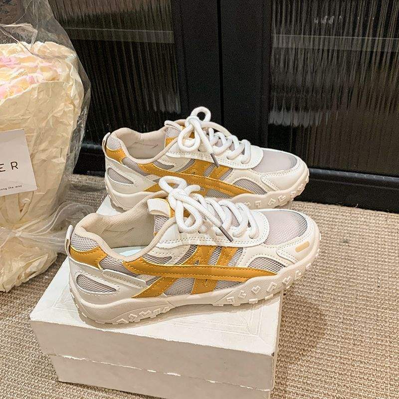 Ultra Soft Sole Korean Style Mesh Inner Height Increase German Training Shoes for Women2025Summer Style Double Shoelaces Slimming Sneakers