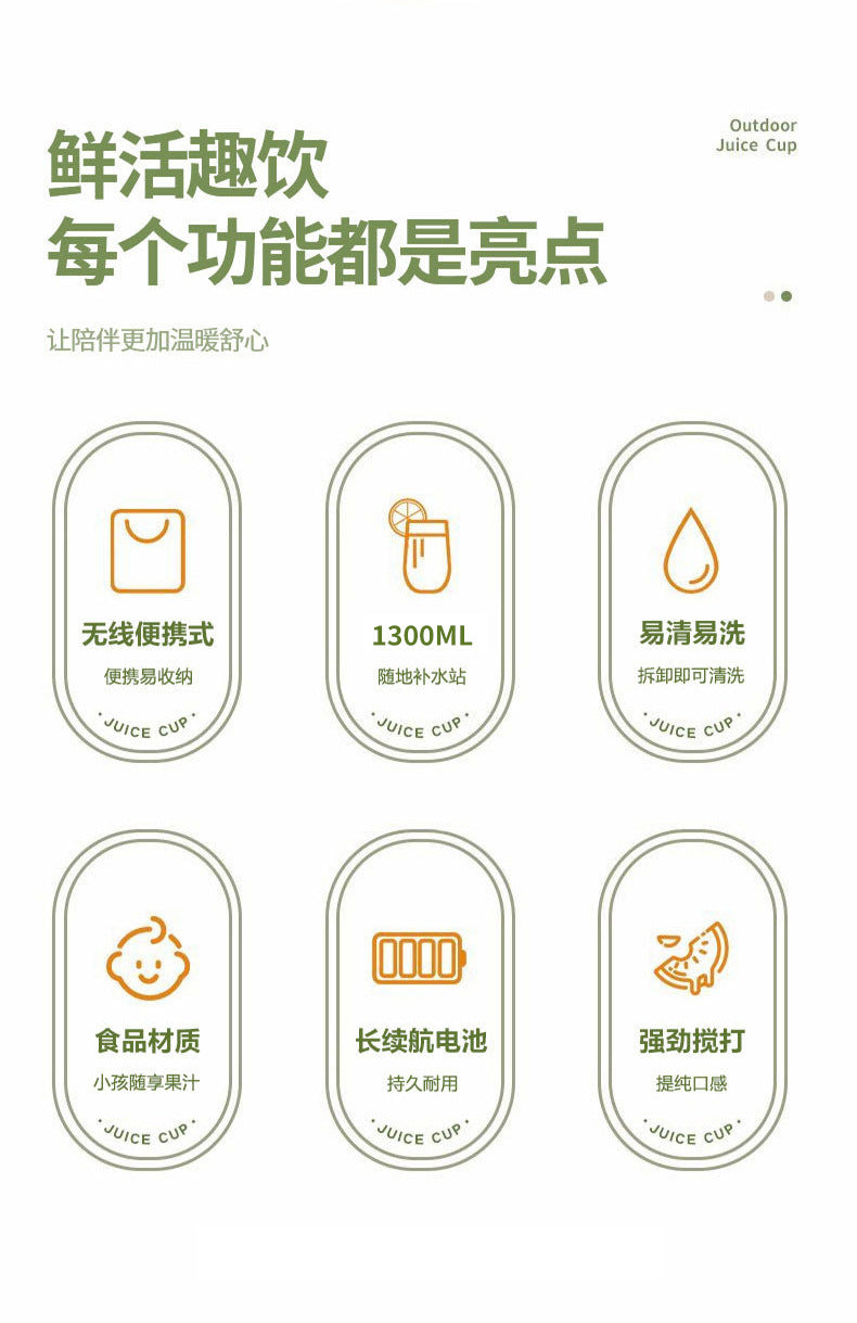 Household Small Portable Juicer Wireless Charging Juicing Cup Summer Electrical Appliances Electric Juice Cup Ton Ton Cup