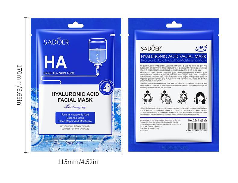 Full English Mask SADOER Hyaluronic Acid Vitamin E Oligopeptide Hydrating Moisturizing Tablets  Foreign Trade Wholesale