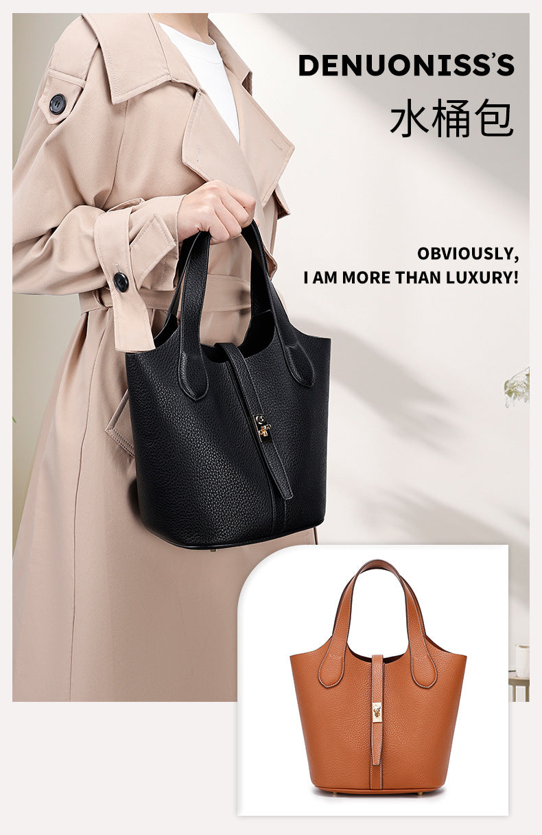 Fashionable Women's Basket Bucket Bag, Single Shoulder Underarm Mommy Versatile Handbag, Bride Wedding Bag
