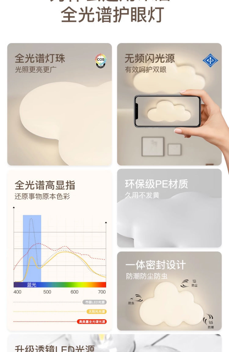 Children's Room Bedroom Ceiling Lamp Full Spectrum Eye Protection led Boys and Girls Cloud Room Cream Style Internet Celebrity Lighting