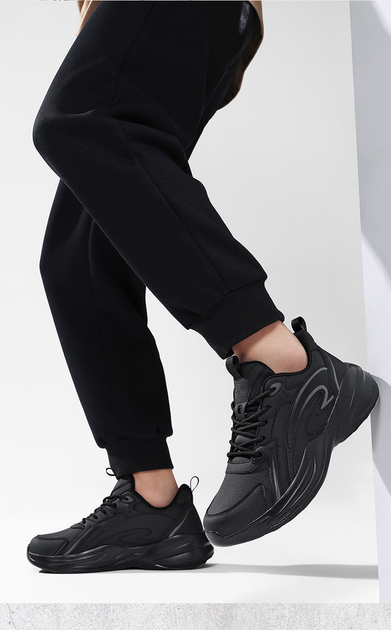 Autumn New Trend Retro Thick-Soled Height-Increasing Dad Shoes Leather Fashion Men's Shoes Wear-Resistant Non-Slip Casual Sports Shoes